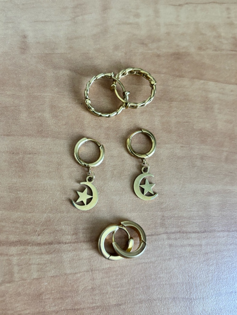 Gold Surgical Steel Hoop Earrings Sets